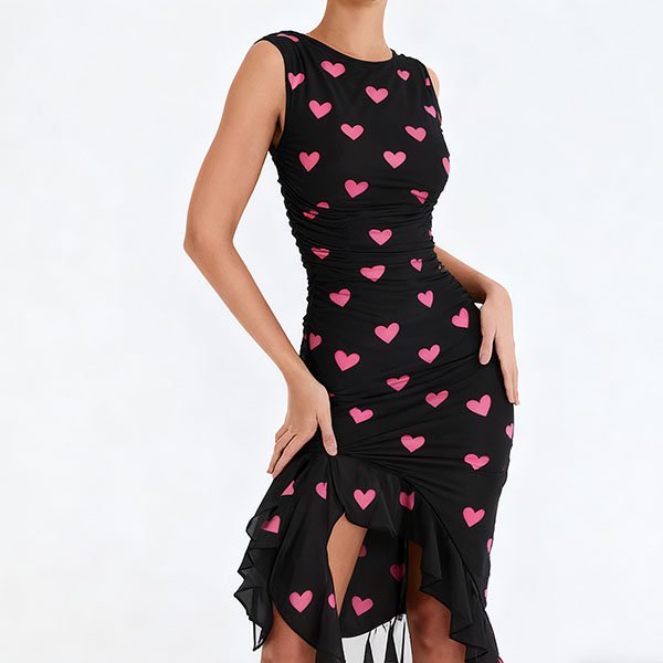 Elegant and cute peach heart dress for women