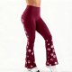 Women's slim-fit red floral yoga pants