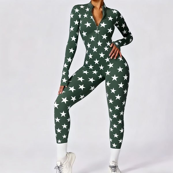 Women's form-fitting star-patterned yoga set