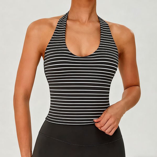 Women's striped halter neck summer tank top